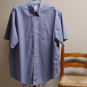 Men's Brooks Brothers Navy & White Gingham XL Short Sleeve Shirt